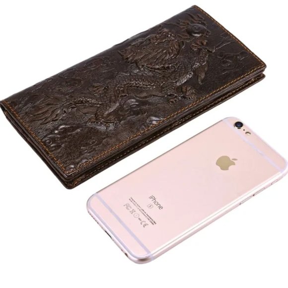 Men's Genuine Leather Long Bifold wallet RFID - Picture 8 of 11